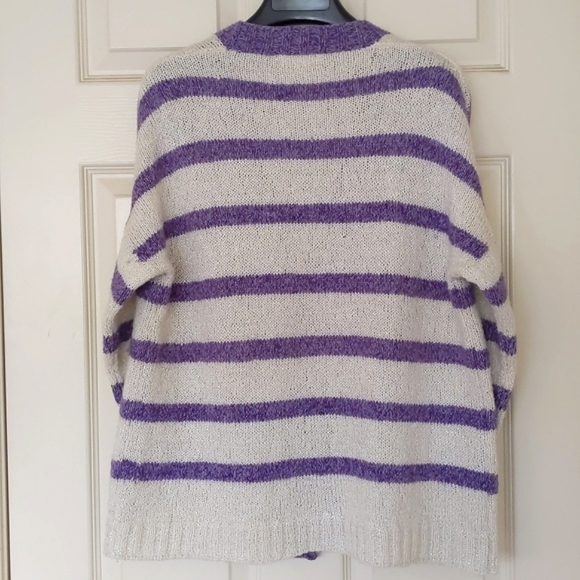 NWOT Woman's Knit cardigan sweater with stripes and sparkling. - Picture 2 of 5